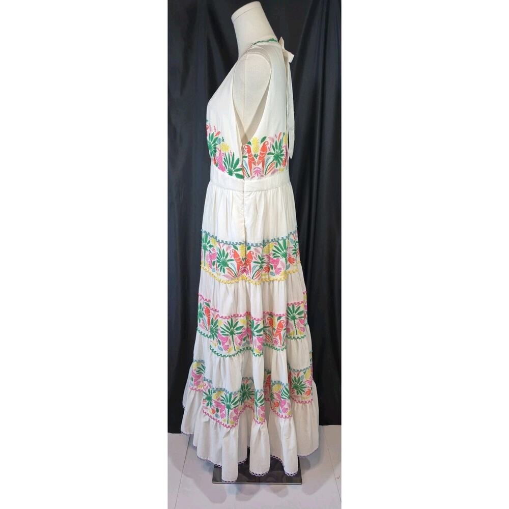 Boden Serena Green Pink Floral Tierd Cotton Maxi Dress US 12 - Picture 5 of 11